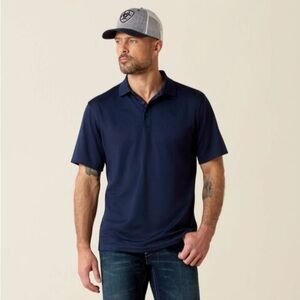 Ariat Tek Polo Shirt Mens XL Navy Blue Heat Series Golf Short Sleeve Performance